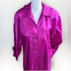 Retro 80s 90 Rain JacTotes Women S/M (6) Pink Double Breasted Trench Windbreaker